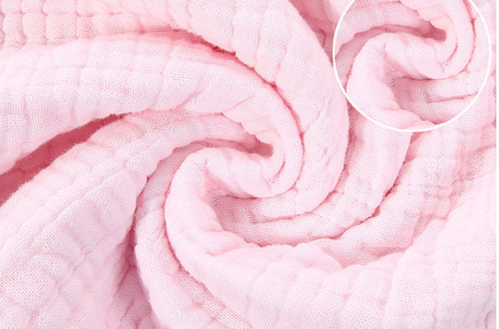 120X120 6 Katmanlı Pembe Bambu Pamuklu Gazlı Bez Kumaş Floresan Madde Yok