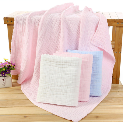 120X120 6 Katmanlı Pembe Bambu Pamuklu Gazlı Bez Kumaş Floresan Madde Yok
