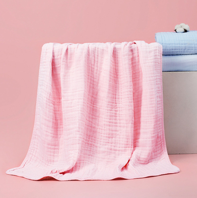Çok Katmanlı Pembe Sarı Gazlı Bez Kumaş 165GSM Yenidoğan Bebek Banyo Havlusu