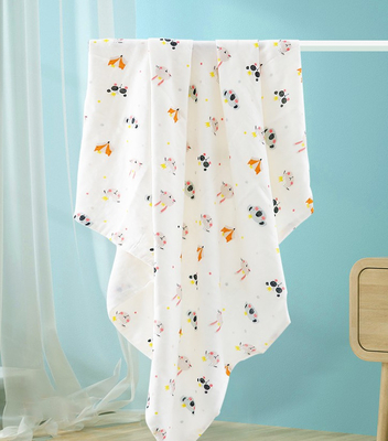Güzel Dinozor Baskı Muslin Gazlı Bez Kumaş 110gsm İyi Su Emme