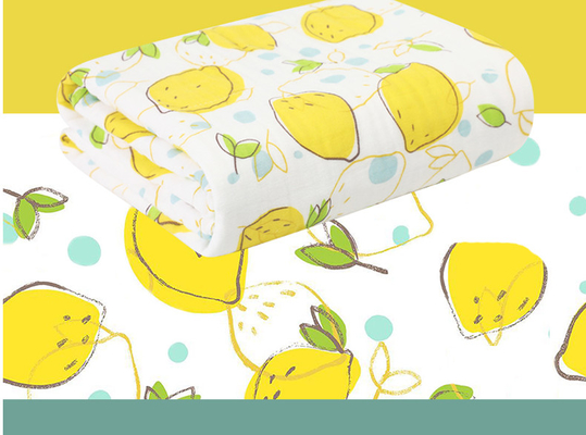Yeşil Ve Sarı Meyve Desenli Tül Kumaş 220GSM Bebek Tül Battaniye