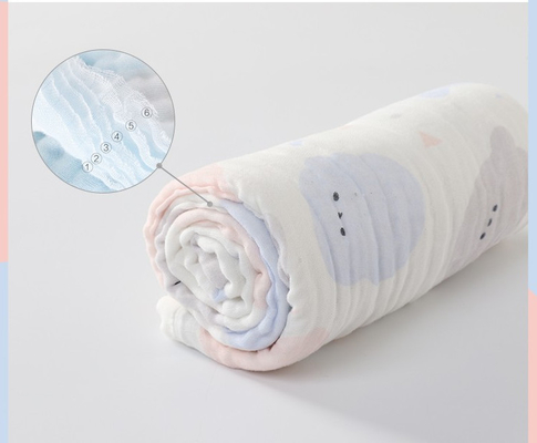 Kabarık 40S 250GSM Gazlı Bez Kumaş Kumaş İyi Su Emme Bebek Kumaşı