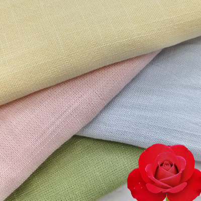220 GSM Nefes alıcı, kırışıklıklara dayanıklı keten, bluz ve gömlekler için renkli kumaş