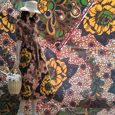Ankara ve Kitenge stilleri için canlı renkler ve yüksek kırışıklık direnci ile % 100 pamuklu Afrika mumlu baskı kumaşı