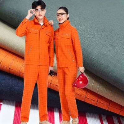 Anti-Statik ızgara Anti-Yırtılma 150gm Profesyonel üniformalar için iş kıyafetleri kumaş CVC karışımı