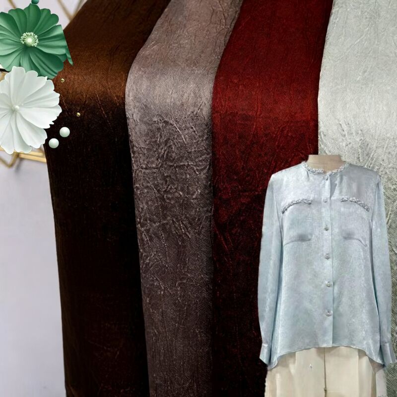 110GSM Saten kıvrımlı kumaş - Elegant elbiseler için kıvrımlı dokusu olan hafif ipek benzeri poliester