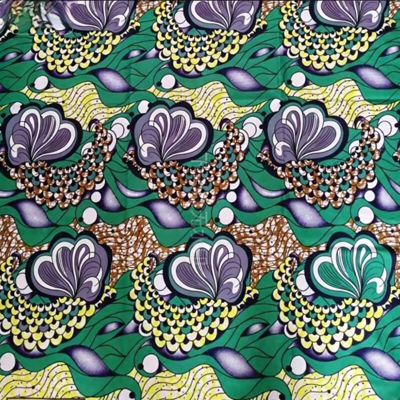Üst düzeyde % 100 pamuklu, canlı renkler ve 115 cm genişliğinde Afrika balmumu baskı kumaşı